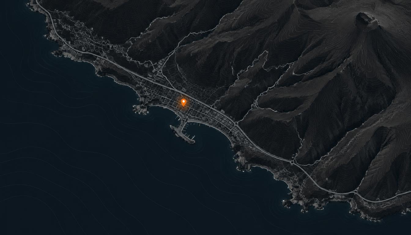Mapa estilizado de la zona de La Perdoma con el punto de ubicación marcado